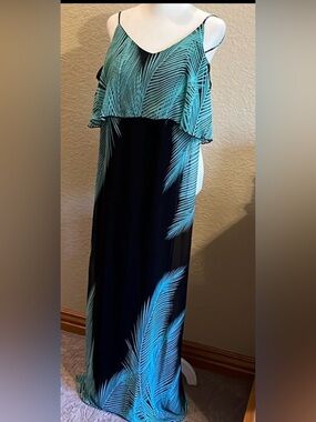 Palm design maxi dress.  EUC